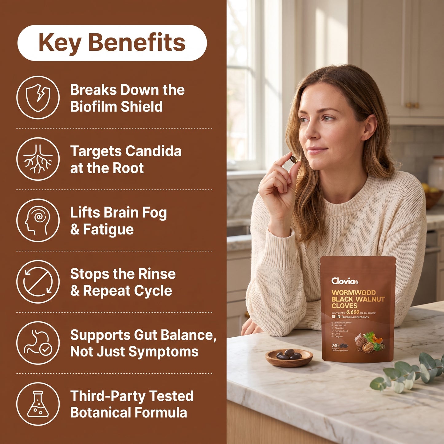 Clovia Wormwood Black Walnut Clove Softgels