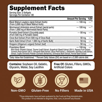 Clovia Wormwood Black Walnut Clove Softgels